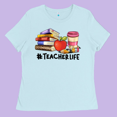 Teacher Life With Books  Pen And Coffee Ladies Tee Designed By Artiststas