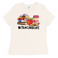 Bone teacher life with books  pen and coffee Ladies Tee - Artiststas