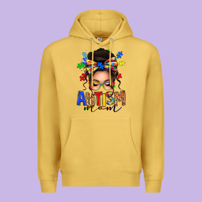 Autism Mom Afro Messy Bun (1) Premium Hoodie Designed By Texasbilliewilder