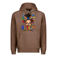 Chestnut autism mom afro messy bun (1) Premium Hoodie - texasbilliewilder