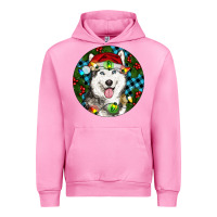 Fuchsia Pink Christmas Husky Urban Hoodie - RanaPortraitStore