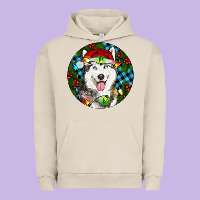 Christmas Husky Urban Hoodie Designed By Ranaportraitstore