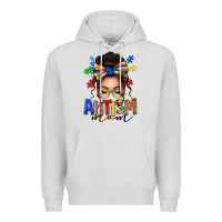 Dove Grey autism mom afro messy bun (1) Premium Hoodie - texasbilliewilder