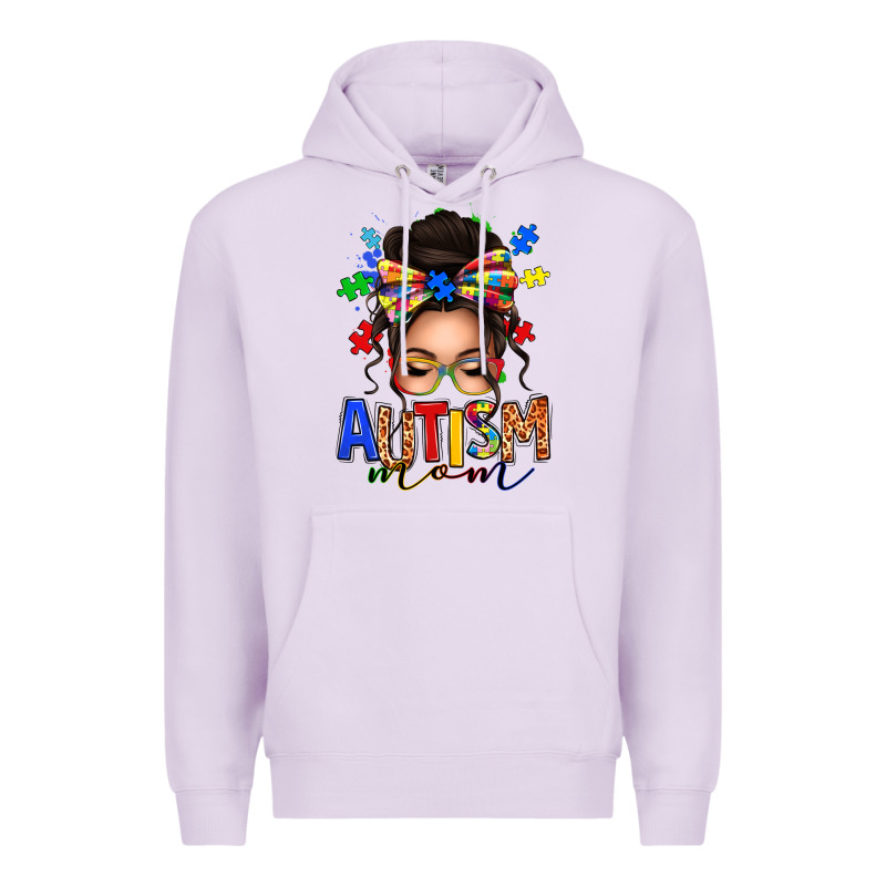 Autism Mom Afro Messy Bun (1) Premium Hoodie by texasbilliewilder | Teevron