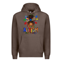 Coffee autism mom afro messy bun Premium Hoodie - texasbilliewilder