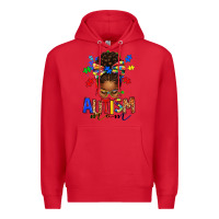 Red autism mom afro messy bun Premium Hoodie - texasbilliewilder