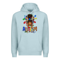 Blue Mist autism mom afro messy bun Premium Hoodie - texasbilliewilder