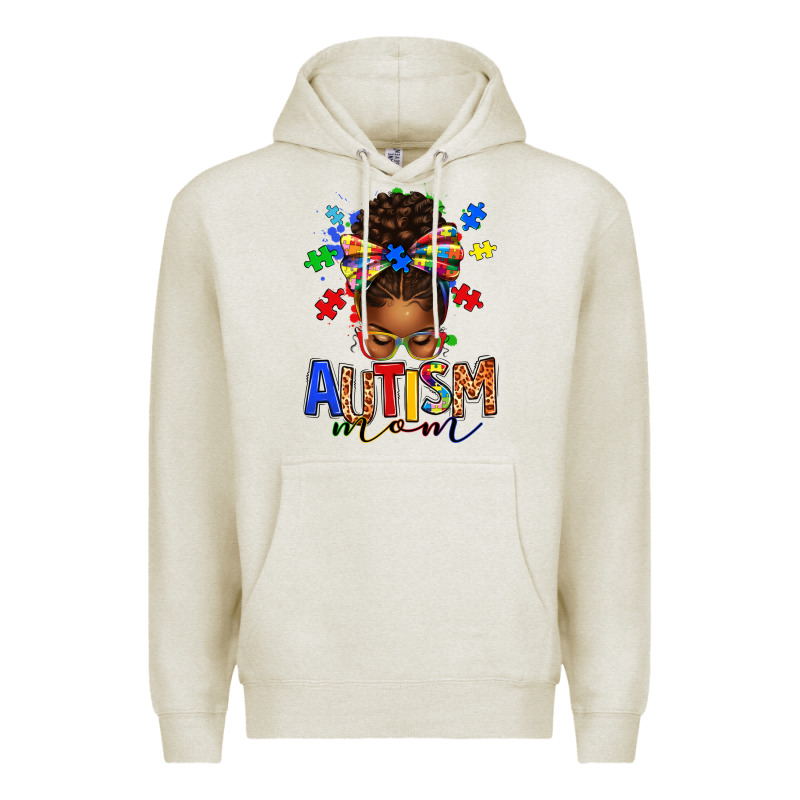 Autism Mom Afro Messy Bun Premium Hoodie by texasbilliewilder | Teevron