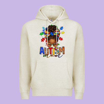 Autism Mom Afro Messy Bun Premium Hoodie Designed By Texasbilliewilder