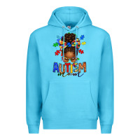 Ocean Blue autism mom afro messy bun Premium Hoodie - texasbilliewilder