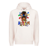 Pale Pink autism mom afro messy bun Premium Hoodie - texasbilliewilder
