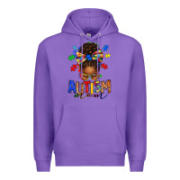 Purple autism mom afro messy bun Premium Hoodie - texasbilliewilder