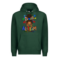 Sports Green autism mom afro messy bun Premium Hoodie - texasbilliewilder