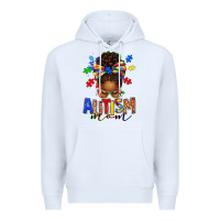 White autism mom afro messy bun Premium Hoodie - texasbilliewilder