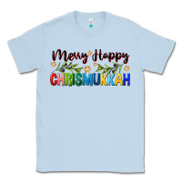 Dusty Blue merry happy chrismukkah with olive branch Classic Tee - FaDigitalArtStudio