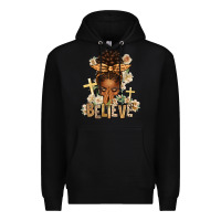 Black believe praying afro messy bun Premium Hoodie - texasbilliewilder