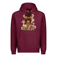 Burgundy believe praying afro messy bun Premium Hoodie - texasbilliewilder