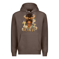 Coffee believe praying afro messy bun Premium Hoodie - texasbilliewilder