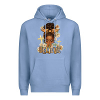 Colony Blue believe praying afro messy bun Premium Hoodie - texasbilliewilder