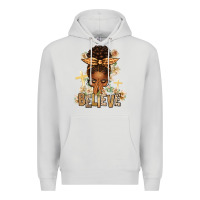 Dove Grey believe praying afro messy bun Premium Hoodie - texasbilliewilder