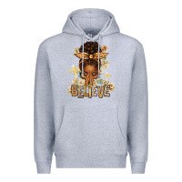 Heather Grey believe praying afro messy bun Premium Hoodie - texasbilliewilder