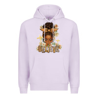 Lilac believe praying afro messy bun Premium Hoodie - texasbilliewilder