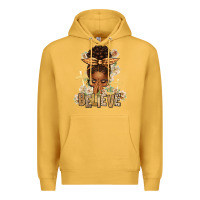 Mustard believe praying afro messy bun Premium Hoodie - texasbilliewilder