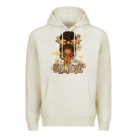 Oatmeal Heather believe praying afro messy bun Premium Hoodie - texasbilliewilder