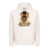 Pale Pink believe praying afro messy bun Premium Hoodie - texasbilliewilder