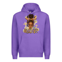 Purple believe praying afro messy bun Premium Hoodie - texasbilliewilder