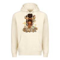 Sandshell believe praying afro messy bun Premium Hoodie - texasbilliewilder