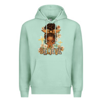 Seafoam believe praying afro messy bun Premium Hoodie - texasbilliewilder