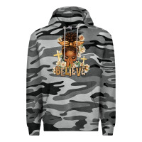 Slate Camo believe praying afro messy bun Premium Hoodie - texasbilliewilder
