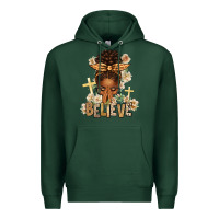 Sports Green believe praying afro messy bun Premium Hoodie - texasbilliewilder