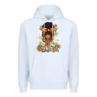 White believe praying afro messy bun Premium Hoodie - texasbilliewilder