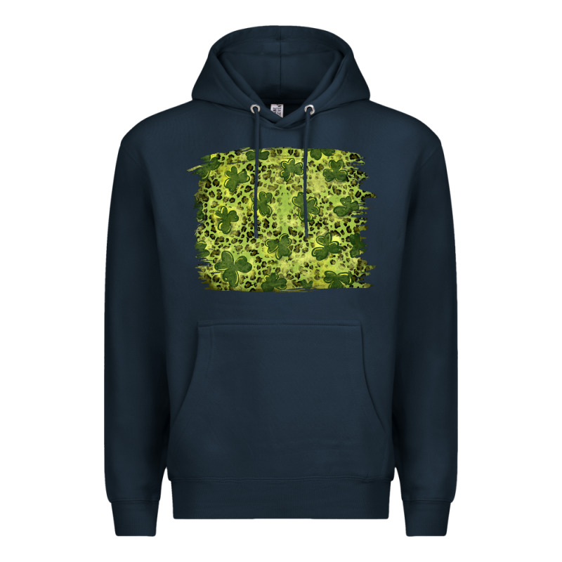 St Patrick's Day Shamrock Leopard Background Premium Hoodie by RanaPortraitStore | Teevron
