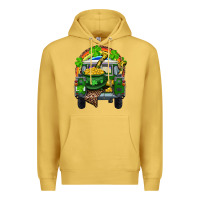 Antique Gold St Patrick's Day Truck With Pot Of Gold Horseshoe And Rainbow Premium Hoodie - RanaPortraitStore