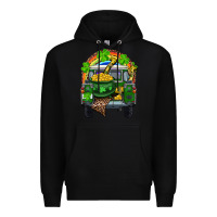 Black St Patrick's Day Truck With Pot Of Gold Horseshoe And Rainbow Premium Hoodie - RanaPortraitStore
