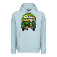 Blue Mist St Patrick's Day Truck With Pot Of Gold Horseshoe And Rainbow Premium Hoodie - RanaPortraitStore