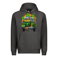 Charcoal Heather St Patrick's Day Truck With Pot Of Gold Horseshoe And Rainbow Premium Hoodie - RanaPortraitStore