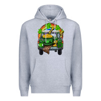 Heather Grey St Patrick's Day Truck With Pot Of Gold Horseshoe And Rainbow Premium Hoodie - RanaPortraitStore