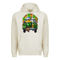 Oatmeal Heather St Patrick's Day Truck With Pot Of Gold Horseshoe And Rainbow Premium Hoodie - RanaPortraitStore