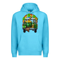 Ocean Blue St Patrick's Day Truck With Pot Of Gold Horseshoe And Rainbow Premium Hoodie - RanaPortraitStore