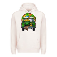 Pale Pink St Patrick's Day Truck With Pot Of Gold Horseshoe And Rainbow Premium Hoodie - RanaPortraitStore