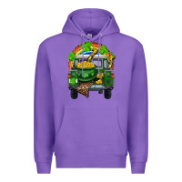 Purple St Patrick's Day Truck With Pot Of Gold Horseshoe And Rainbow Premium Hoodie - RanaPortraitStore