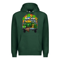 Sports Green St Patrick's Day Truck With Pot Of Gold Horseshoe And Rainbow Premium Hoodie - RanaPortraitStore