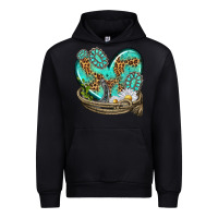 Black turquoise western heart with horseshoe Urban Hoodie - texasbilliewilder