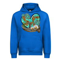 Cobalt turquoise western heart with horseshoe Urban Hoodie - texasbilliewilder