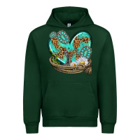 Forest Green turquoise western heart with horseshoe Urban Hoodie - texasbilliewilder