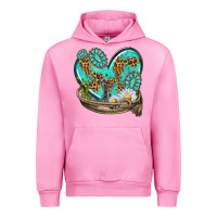 Fuchsia Pink turquoise western heart with horseshoe Urban Hoodie - texasbilliewilder